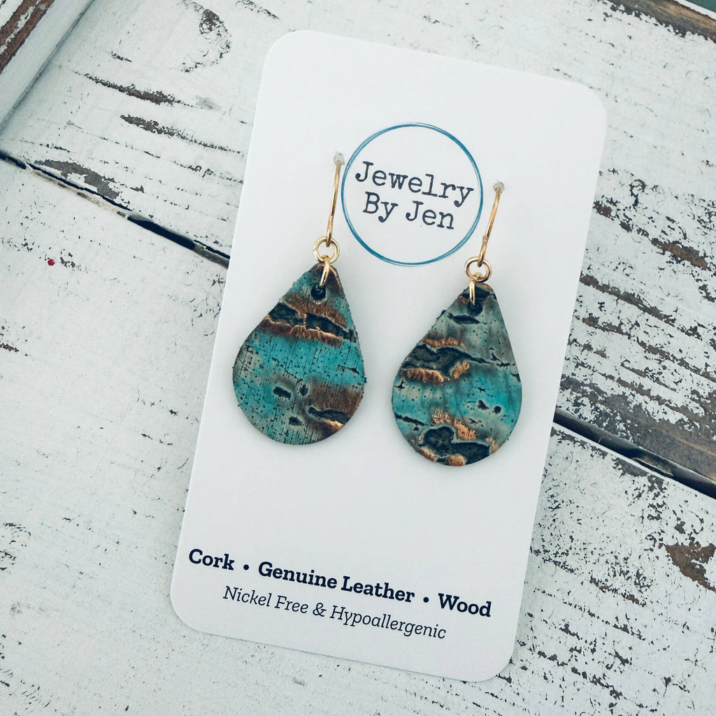 Small Teardrop Earrings: Turquoise Wildwood