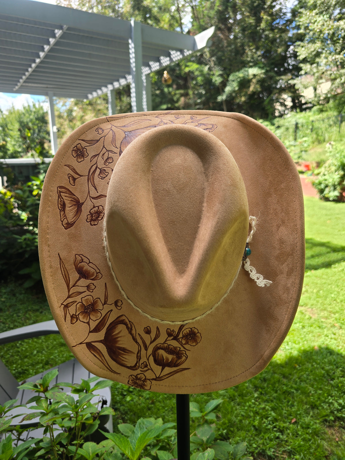Prairie Bloom | Hand-Burned Camel Cowboy Hat