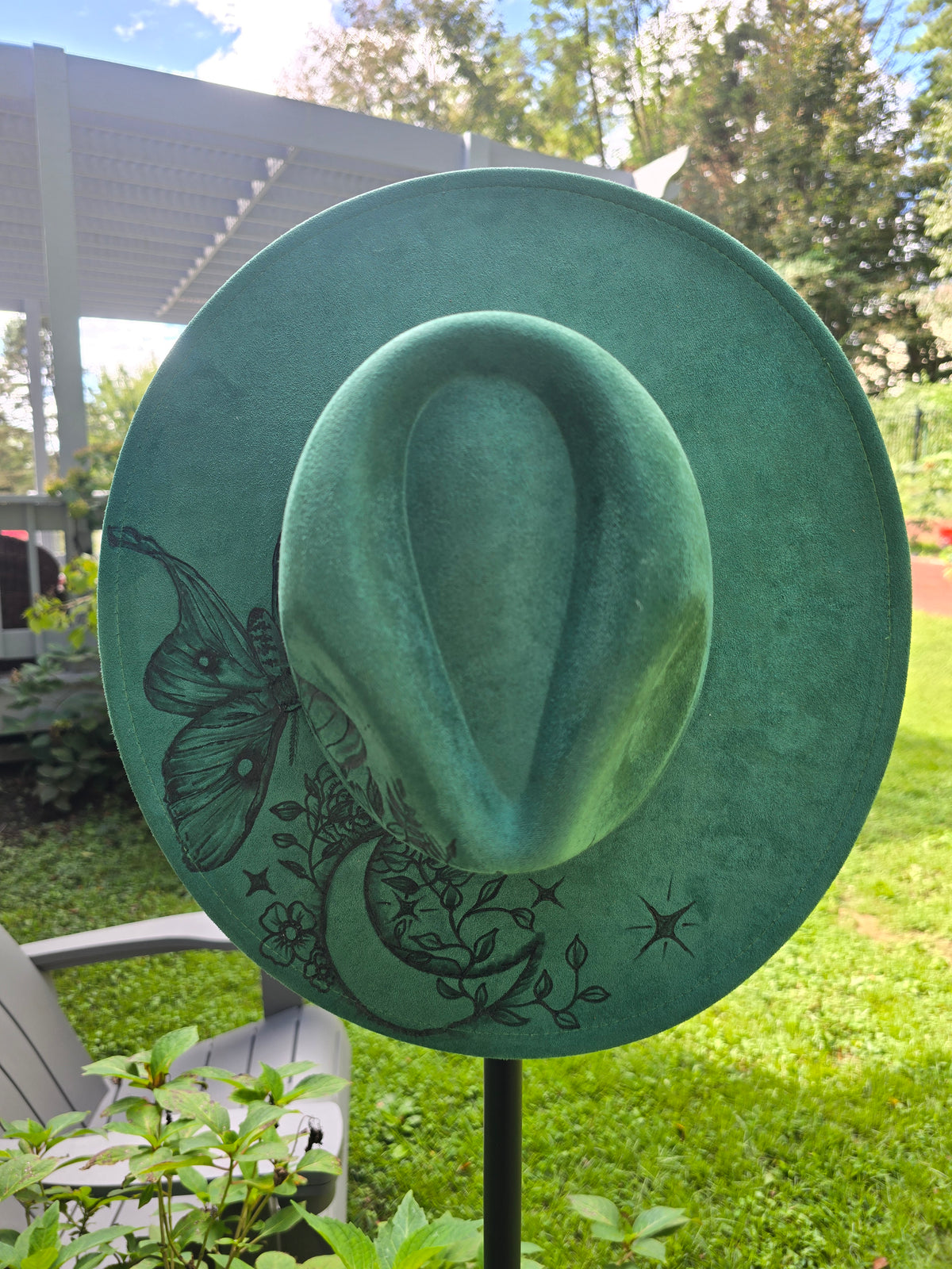 Luna | Hand-Burned Emerald Green Fedora