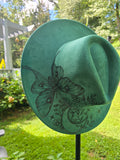 Luna | Hand-Burned Emerald Green Fedora