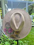 Wild Wisdom | Hand-Burned & Painted Taupe Fedora