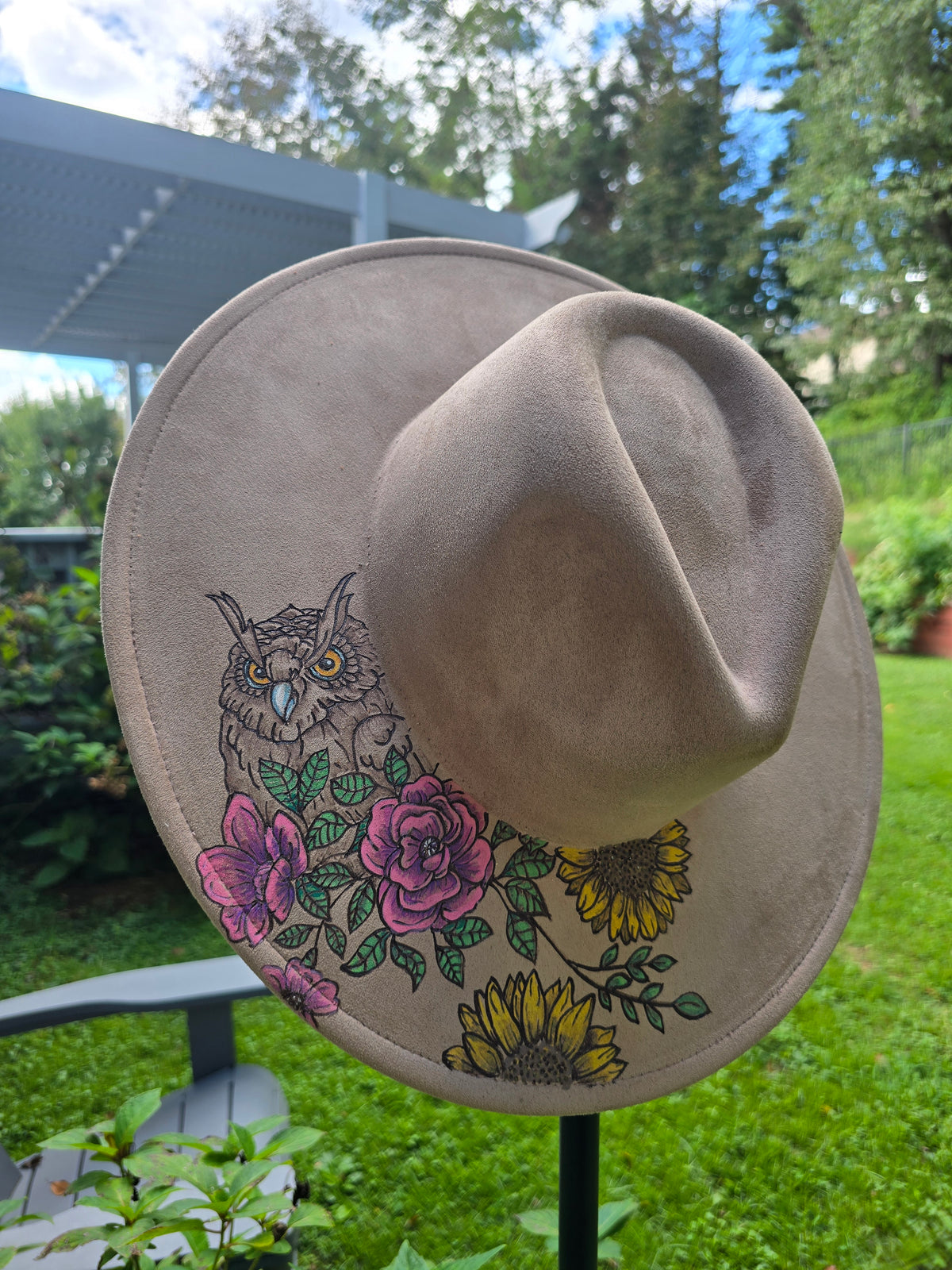 Wild Wisdom | Hand-Burned & Painted Taupe Fedora