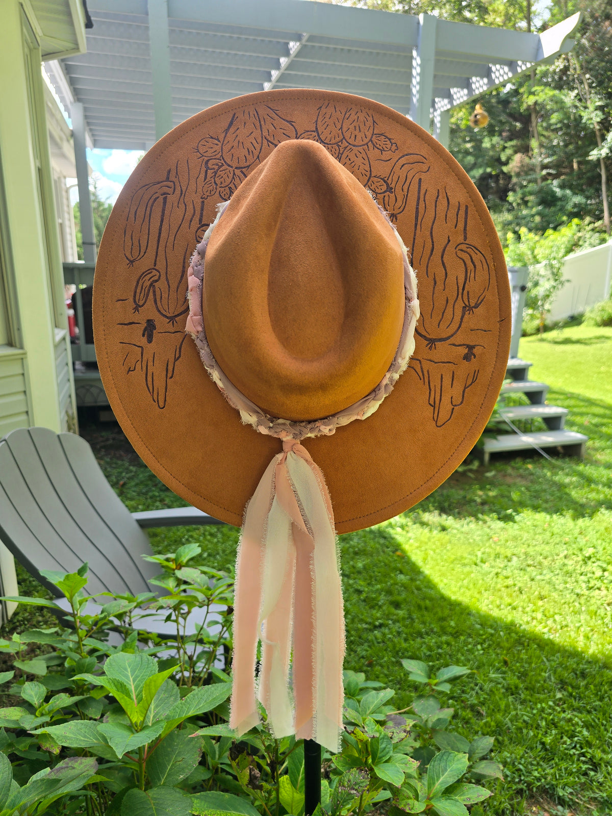 Desert Rose | Hand-Burned Flat-Brim Fedora