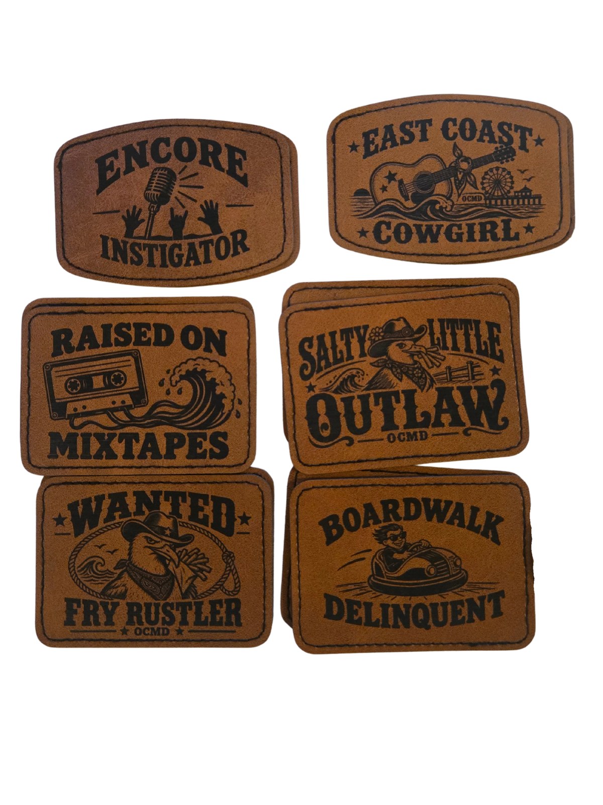 Leatherette Patches - Oceans Calling and Country Calling 2026 Designs
