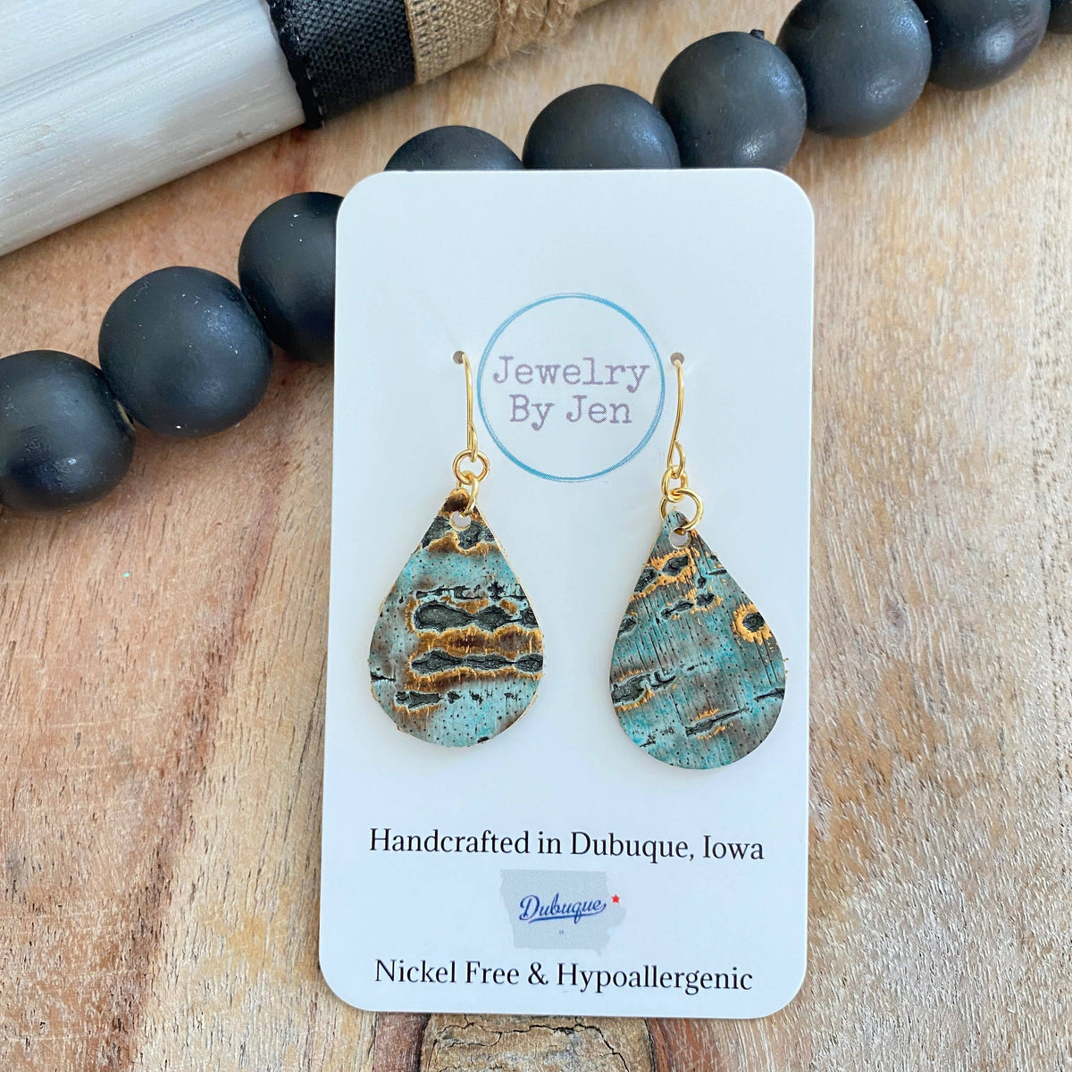 Small Teardrop Earrings: Turquoise Wildwood