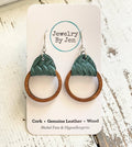 Wood Hoop Earrings: Pine Green Braided