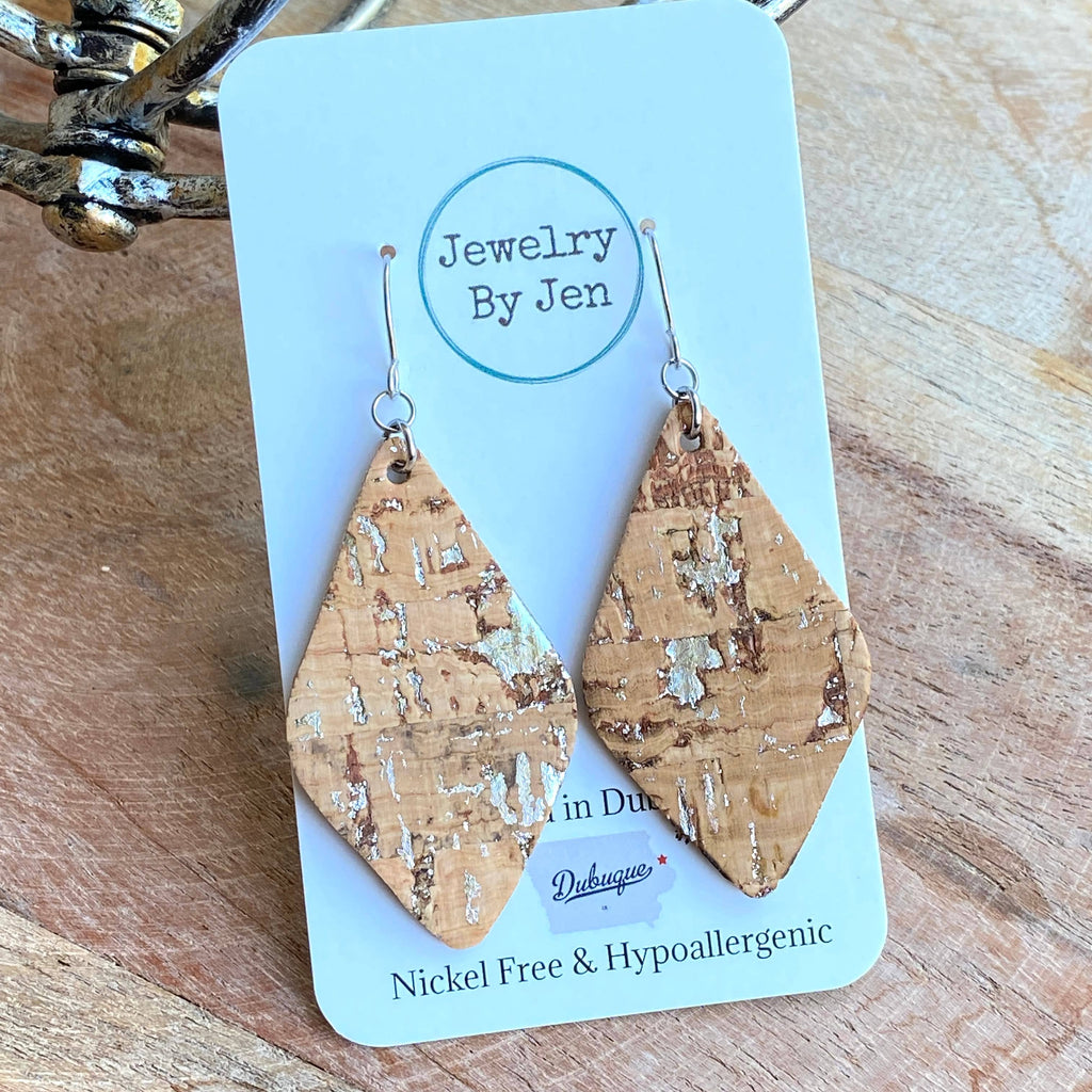 Lora Earrings: Cork w/Silver Accents