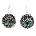 Tree of Life Turquoise Stone Western Earrings