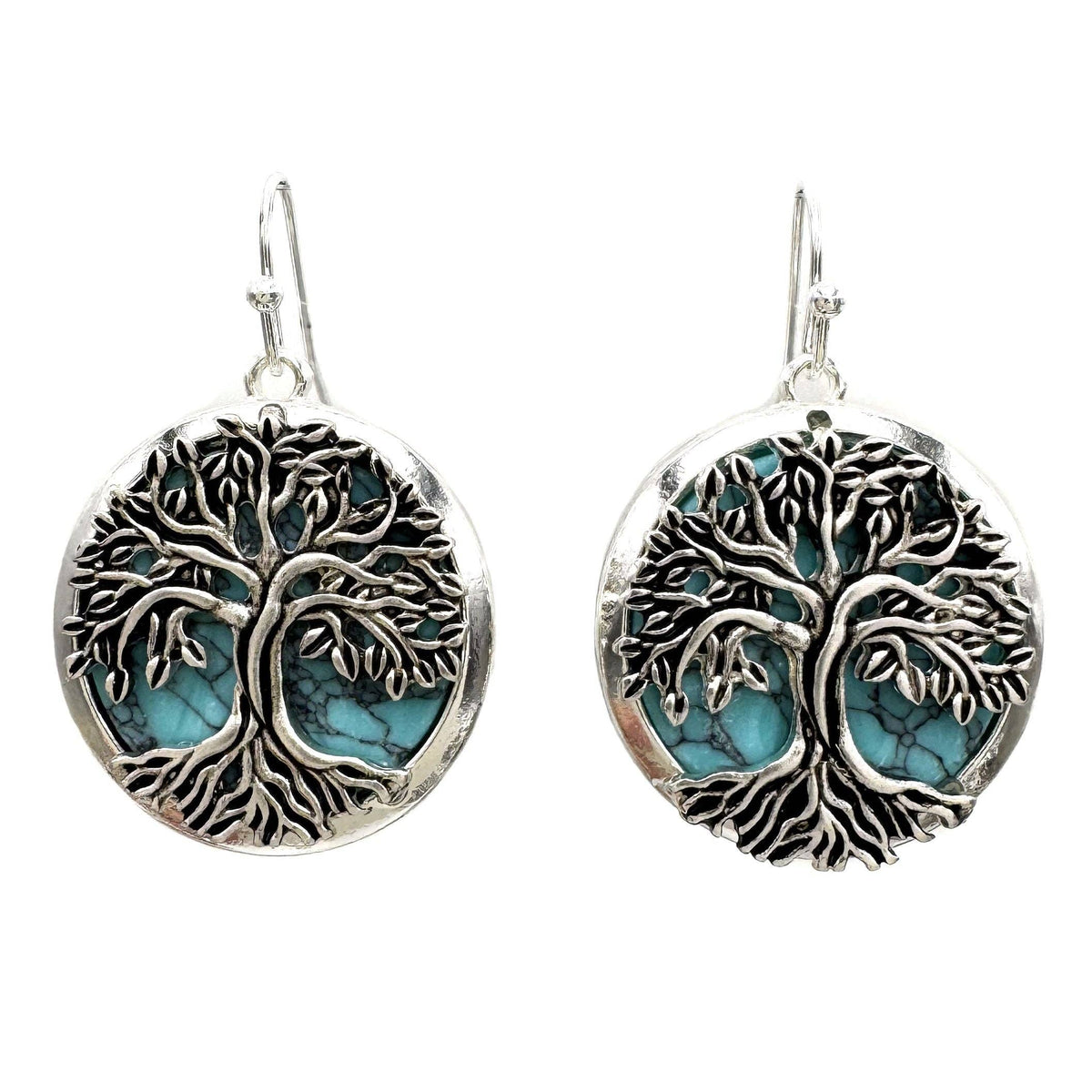 Tree of Life Turquoise Stone Western Earrings